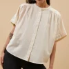 By bar Blouses*alex rib blouse | off white