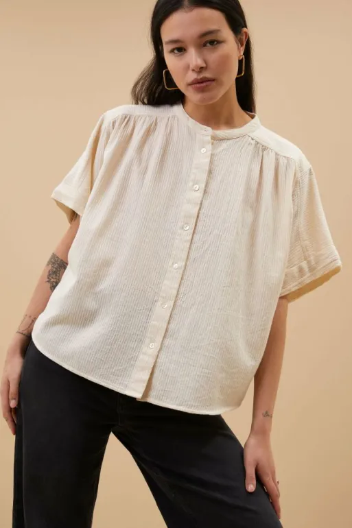 By bar Blouses*alex rib blouse | off white