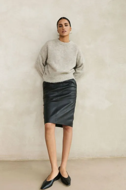 By bar Skirts*basic leather skirt | black