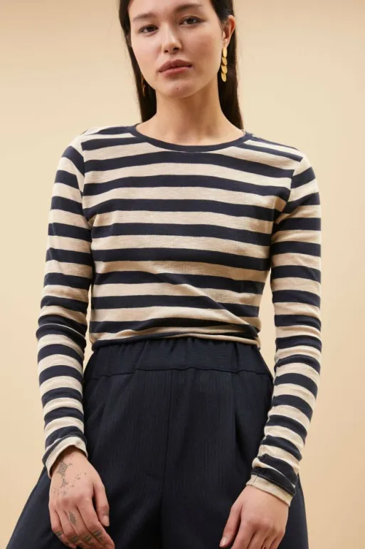 By bar Tops & Shirts*basic ls big stripe top | midnight