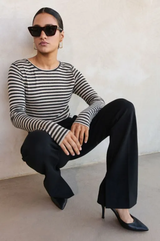 By bar Tops & Shirts*basic ls stripe top | chalk