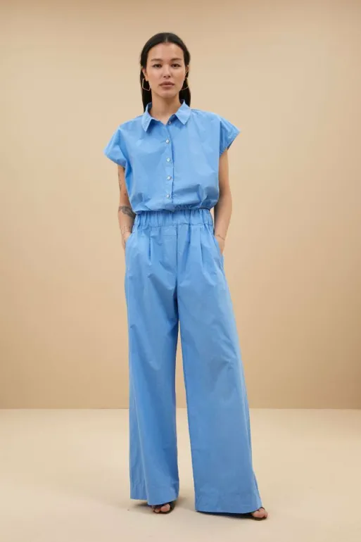 By bar Trousers*benji poplin pant | aquarius