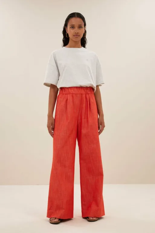 By bar Trousers*benji twill pants | poppy red