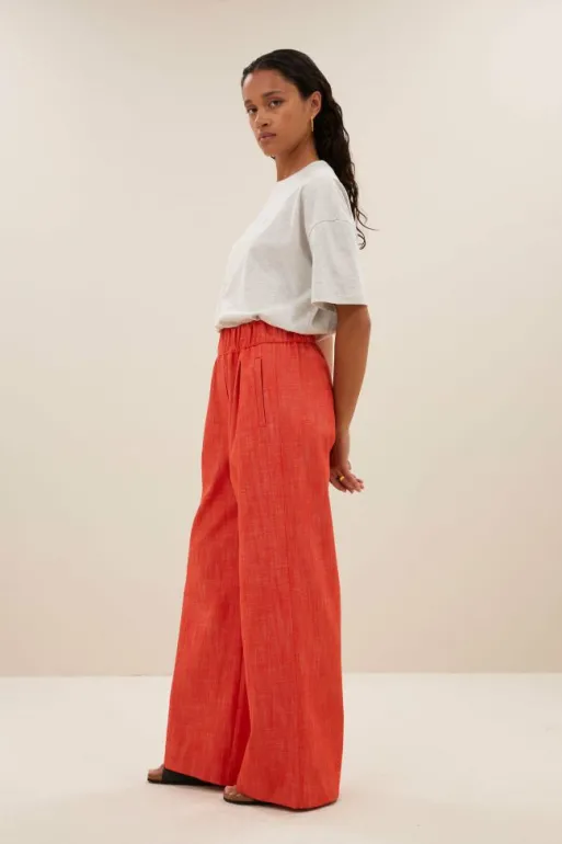 By bar Trousers*benji twill pants | poppy red