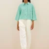 By bar Blouses*bernie blouse | green seer stripe