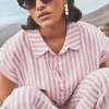 By bar Blouses*bieke linen stripe blouse | bubblegum