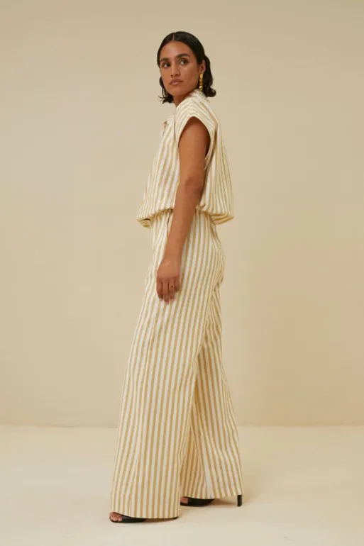 By bar Blouses*bieke linen stripe blouse | ochre