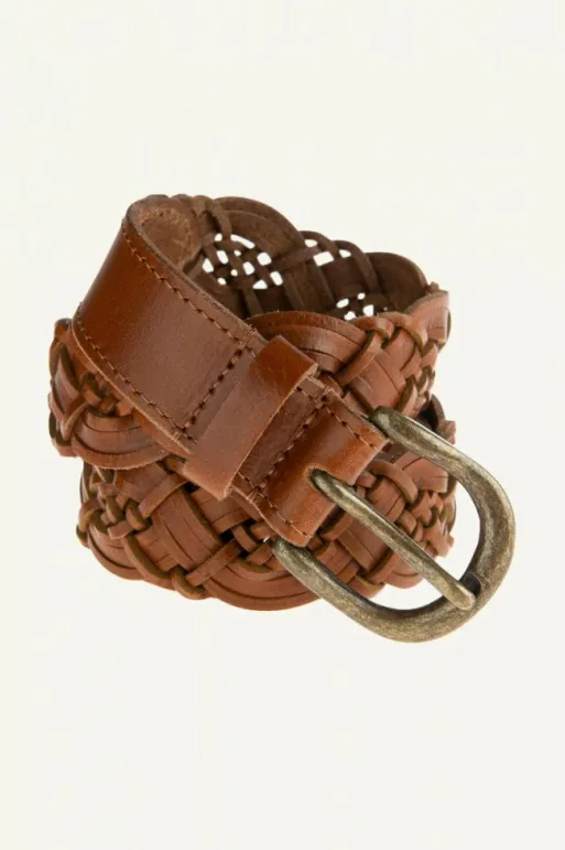 By bar Belts*braided leather belt | cognac