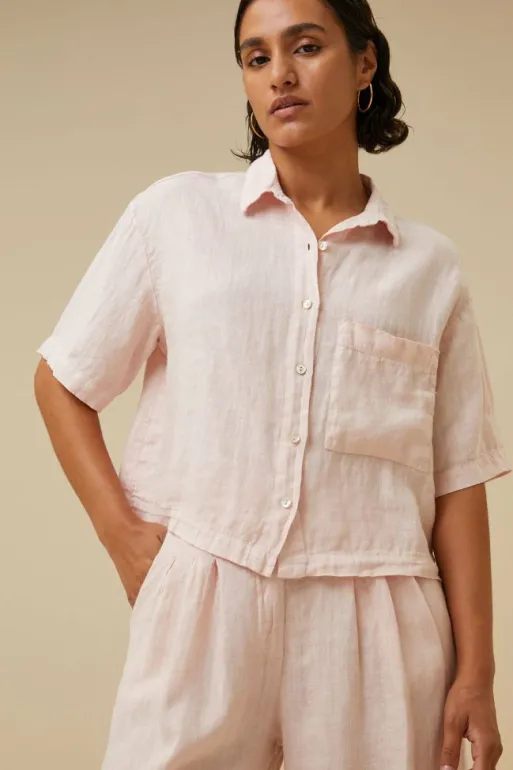 By bar Blouses*cris linen blouse | cipria pink