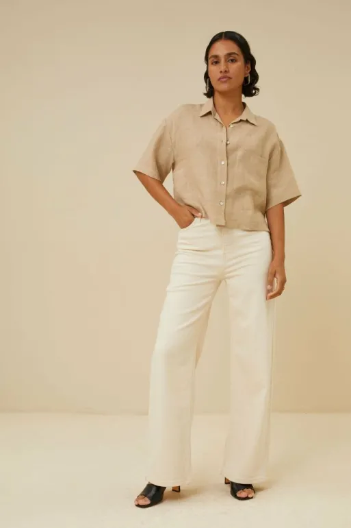 By bar Blouses*cris linen blouse | latte