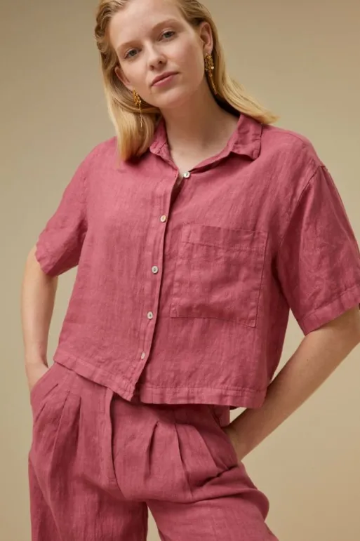 By bar Blouses*cris linen blouse | raspberry