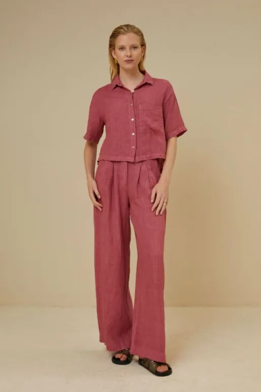 By bar Blouses*cris linen blouse | raspberry