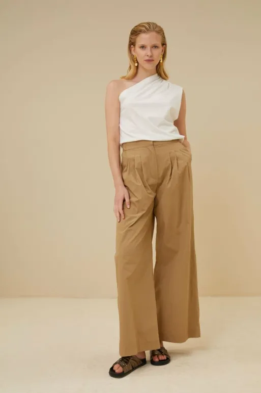 By bar Trousers*eli poplin pant | camel