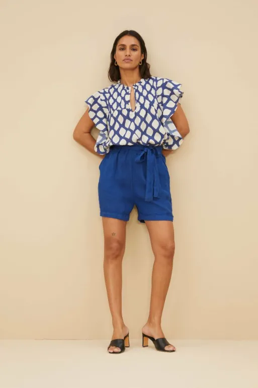 By bar Jumpsuits*june linen shorts | kingsblue