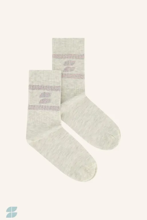 By bar Socks*logo sparkle socks | light grey melee