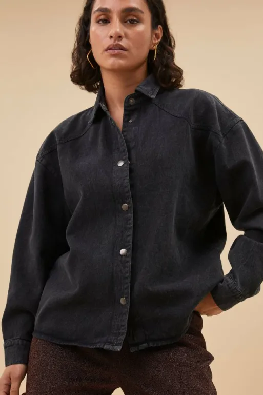 By bar Blouses*mae twill blouse | jet black