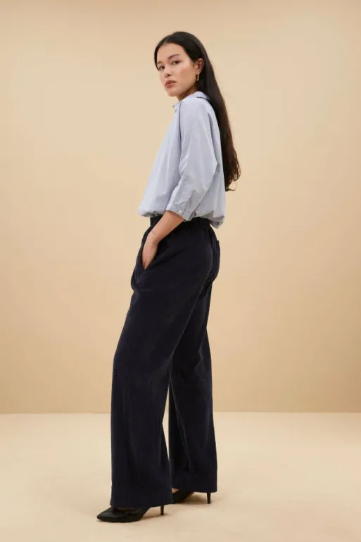 By bar Trousers*mees cord pants | midnight