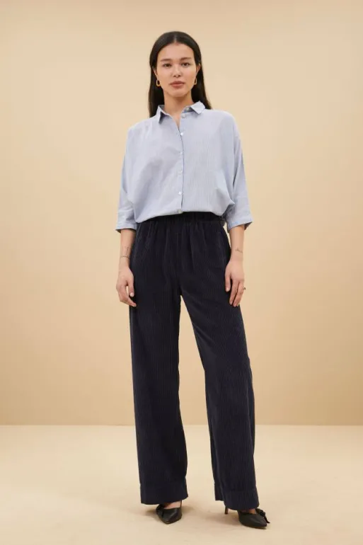 By bar Trousers*mees cord pants | midnight