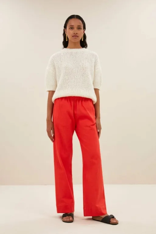 By bar Trousers*mees twill pants | poppy red