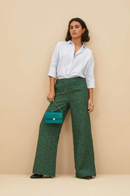 By bar Trousers*neal leo pants | green panter print