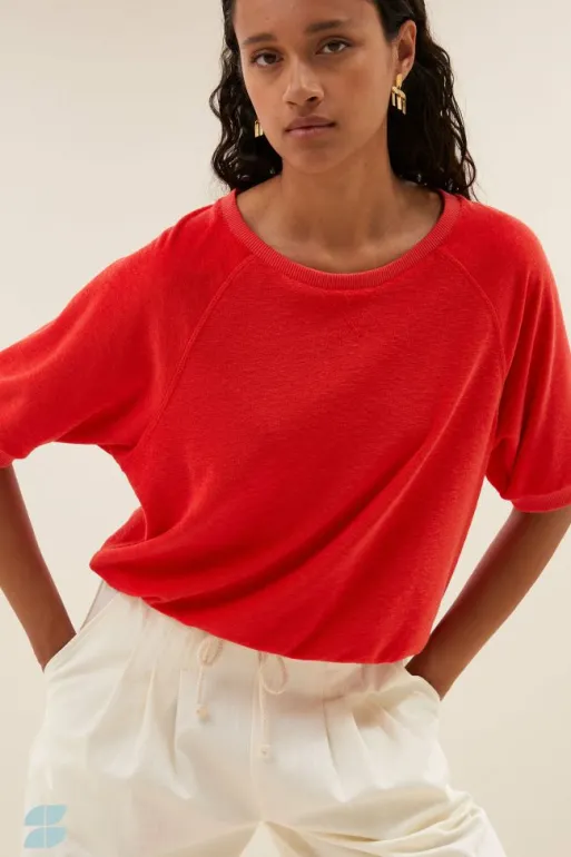 By bar Tops & Shirts*neva slub top | poppy red