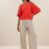 By bar Blouses*olivia twill blouse | poppy red