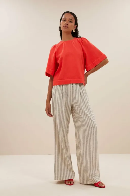 By bar Blouses*olivia twill blouse | poppy red