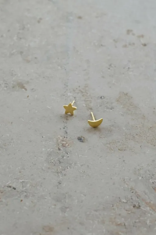 By bar Earrings*PD Star and Moon | gold