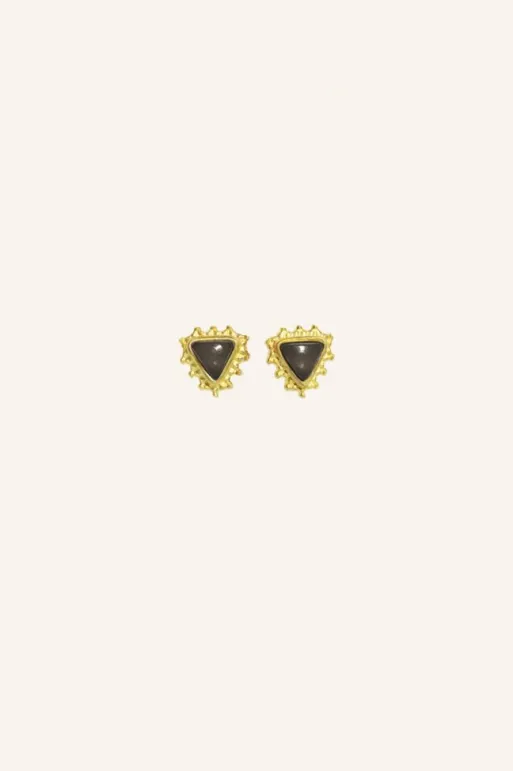 By bar Earrings*PD triangle stud earring | black