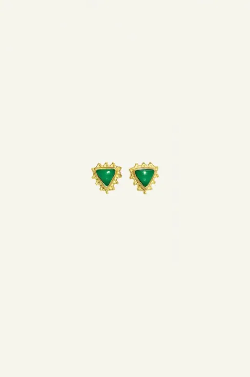 By bar Earrings*PD triangle stud earring | green