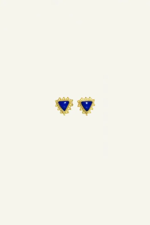 By bar Earrings*PD triangle stud earring | blue