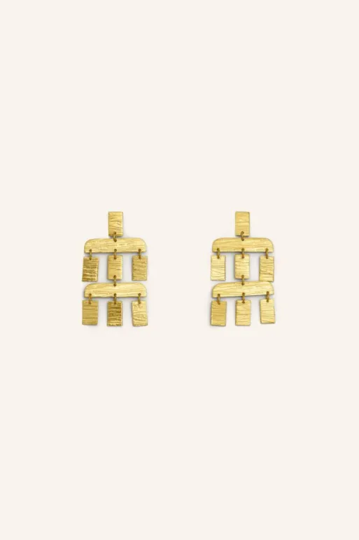 By bar Earrings*puck double earring | gold