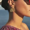 By bar Earrings*puck single earring | gold