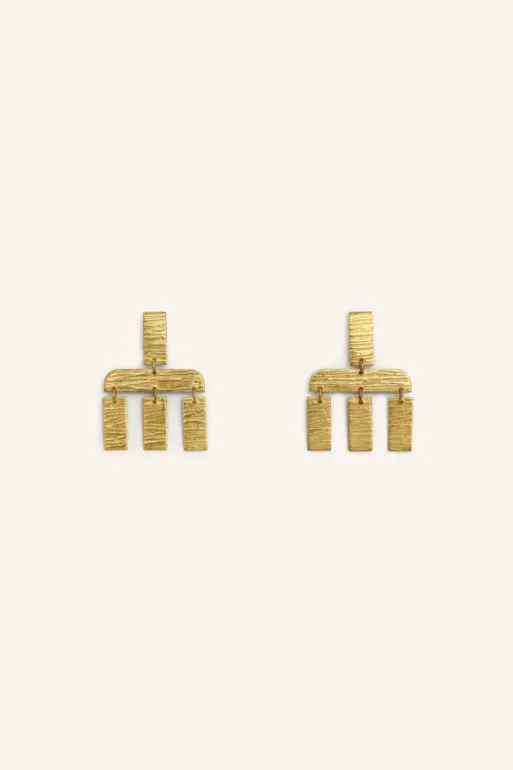 By bar Earrings*puck single earring | gold