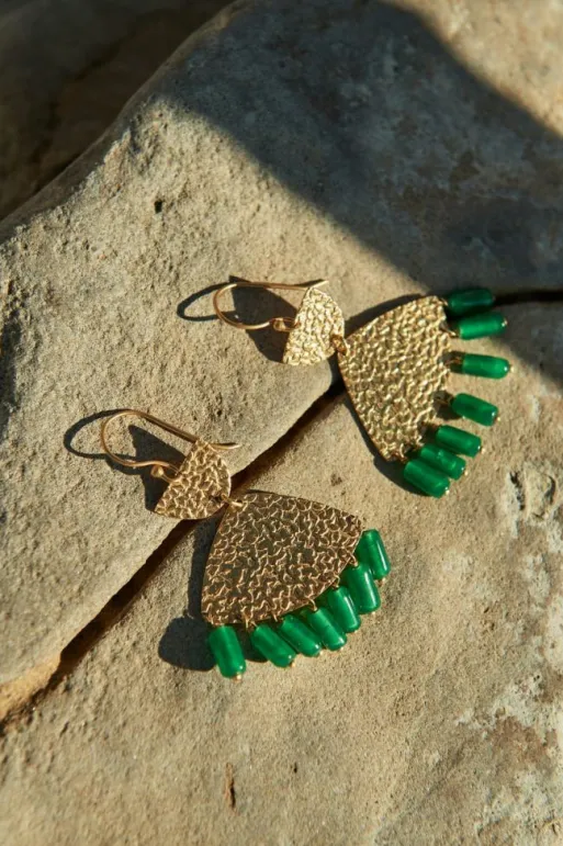 By bar Earrings*ravi earring | green