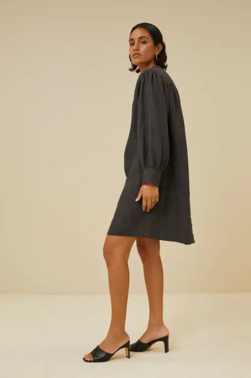 By bar Dresses*resa linen dress | jet black