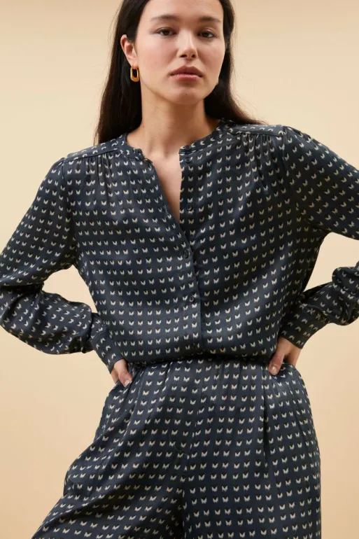 By bar Blouses*ribbe rastre blouse | rastre print