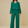 By bar Trousers*robyn satin stripe pant | evergreen