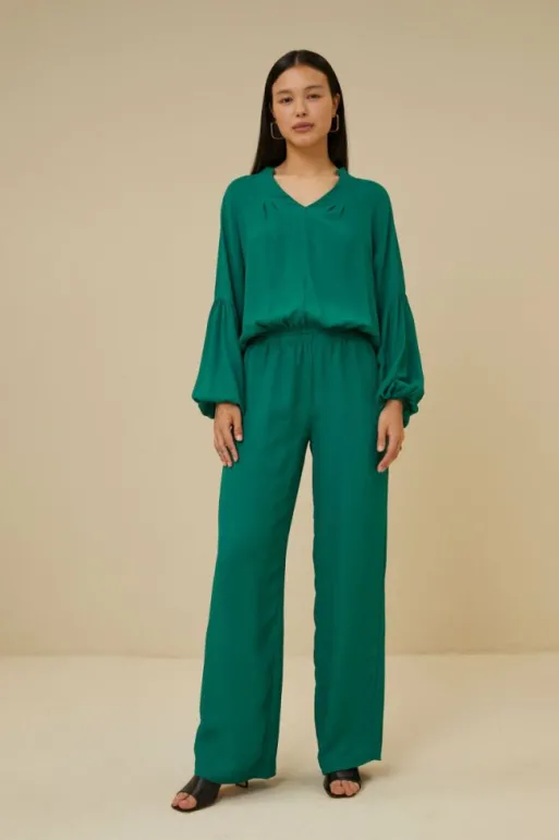 By bar Trousers*robyn satin stripe pant | evergreen