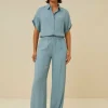 By bar Trousers*robyn satin stripe pant | ocean