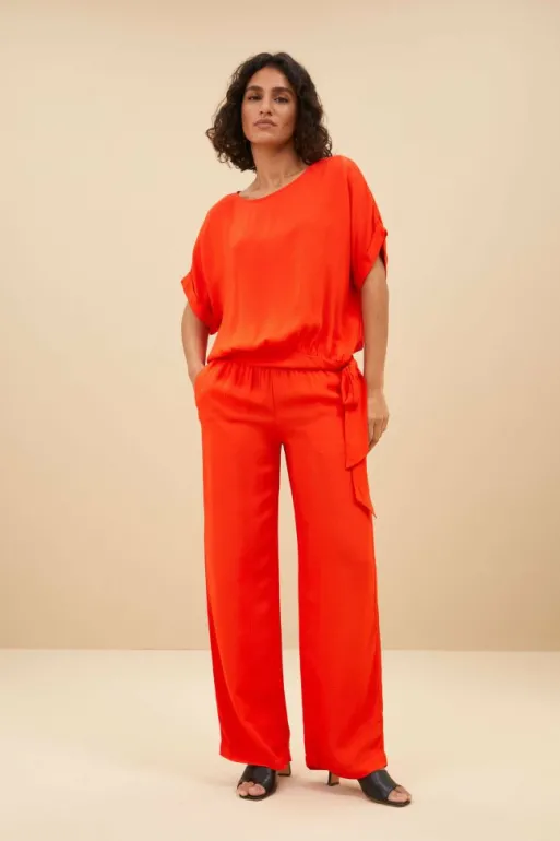 By bar Trousers*robyn satin stripe pant | bright poppy