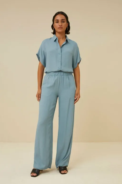 By bar Trousers*robyn satin stripe pant | ocean