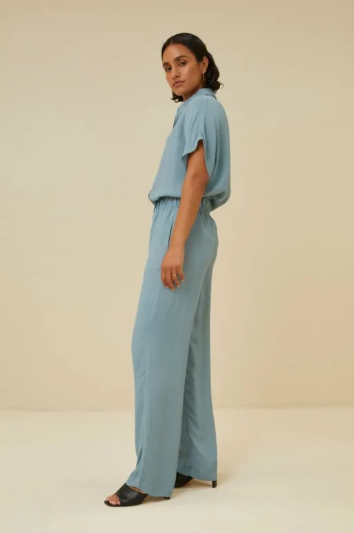 By bar Trousers*robyn satin stripe pant | ocean