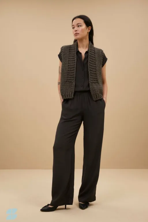 By bar Trousers*robyn viscose pants | cafe noir