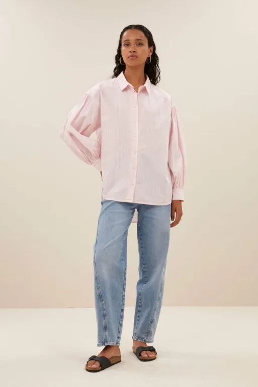 By bar Blouses*sarah pink pinstripe blouse | pink pin stripe