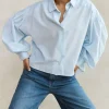 By bar Blouses*sarah short chambray blouse | light blue