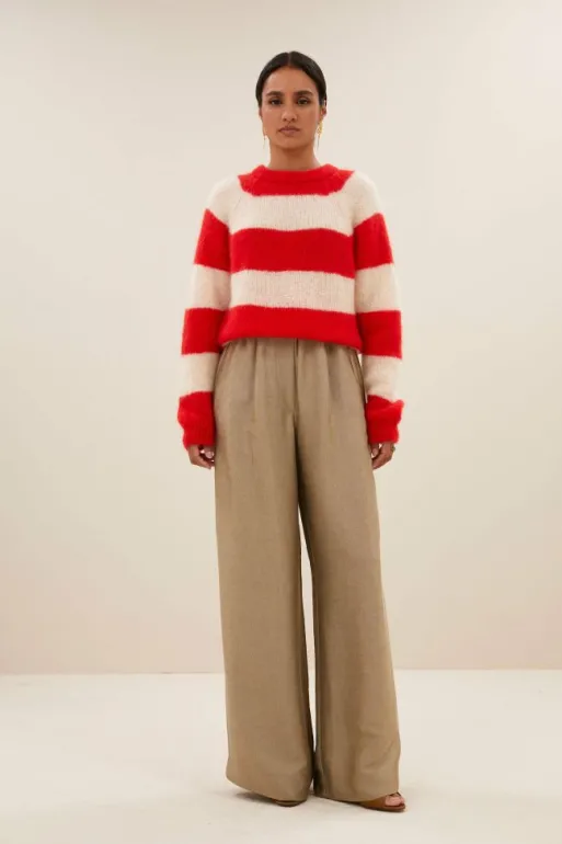 By bar Pullovers*sian stripe pullover | lipstick red stripe