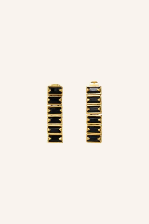 By bar Earrings*strass earring | black