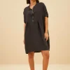 By bar Dresses*tais linen dress | jet black