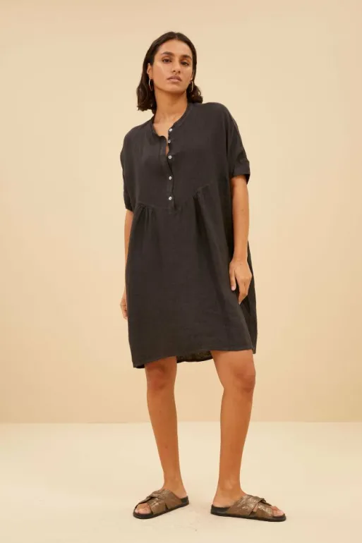 By bar Dresses*tais linen dress | jet black